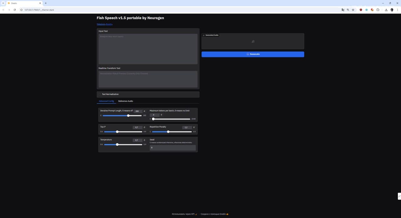 🎙 Fish Speech 1.5 portable by Neurogen – это модель преобразования текста