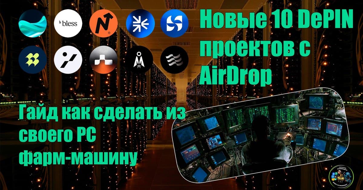 Это второй гайд, где собраны новые 10 DePIN проектов по типу известных