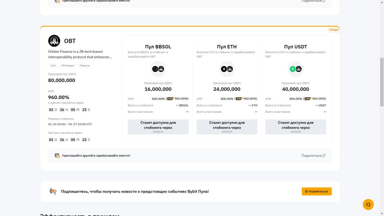 Лаунчпул OBT на Bybit