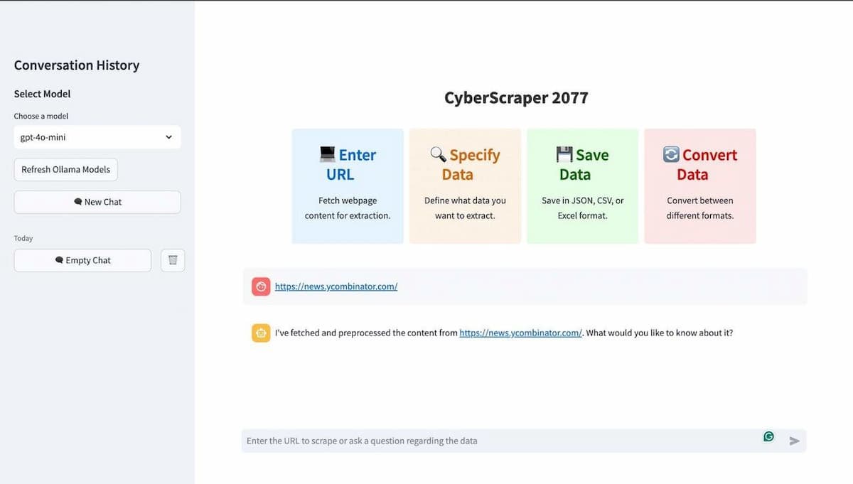 Скрейпинг - парсинг сайтов с  CyberScraper 2077